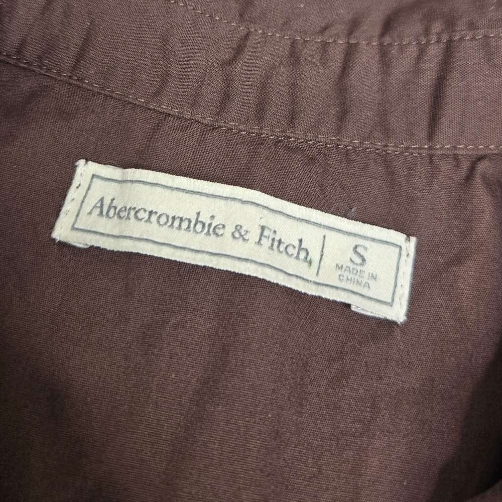 ABERCROMBIE & FITCH brown tiered‎ puff sleeve poplin trapeze mini dress S - Picture 5 of 12